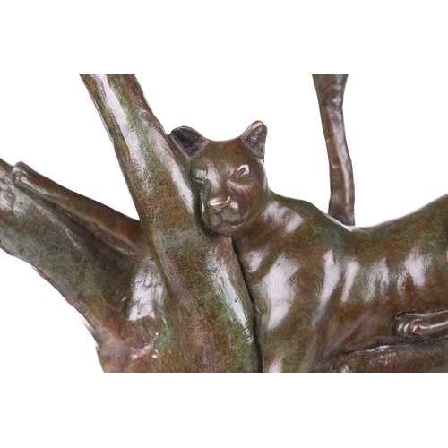 200 - † Ian G. Brennan (British, born 1950); a large limited edition 3/9, bronze study of a leopard restin... 