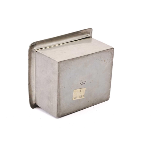 205 - A Liberty & Co of London Tudric 0544 rectangular hammered pewter and hard enamelled cigarette box, t... 