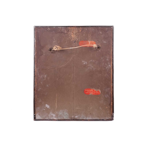 208 - A Newlyn style Arts & Crafts rectangular copper wall mirror embossed with stylized fish and hearts o... 