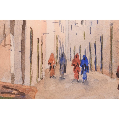 21 - Victor Ufimtsev (1899 - 1964) Russian, Middle Eastern Street with Minaret beyond, signed, watercolou... 