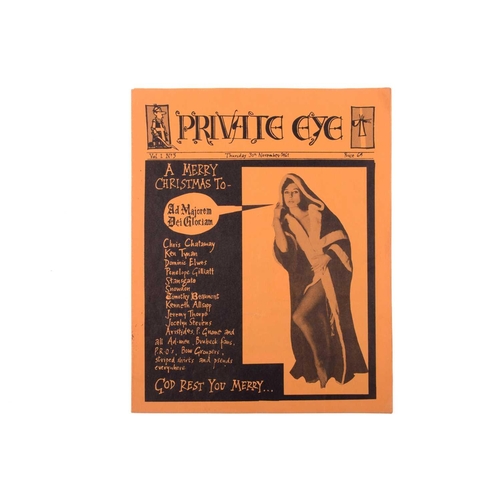 218 - Private Eye: The first edition Friday 25th October 1961 (vol. 1 no.1) printed on three sheets of ora... 