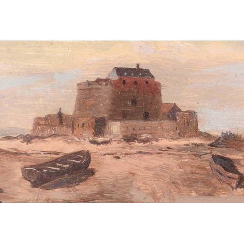 22 - William Lionel Wyllie (1851 - 1931), Coastal view with Sea Fort, signed L.W. Wyllie, oil on board, 8... 