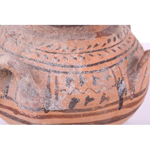 232 - A large pottery 'Olla', Italian, Daunian, 4th century BC and later, the bulbous body with twin loop ... 