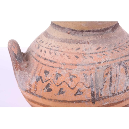 232 - A large pottery 'Olla', Italian, Daunian, 4th century BC and later, the bulbous body with twin loop ... 