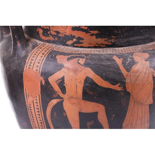 237 - A large and impressive fragmented Greek black attic pottery krater vase, 5th century BC and later, d... 