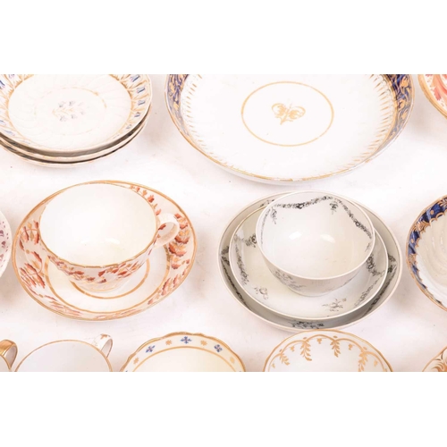 242 - A large collection of late 18th and 19th century English porcelain teacups, saucers and side plates,... 