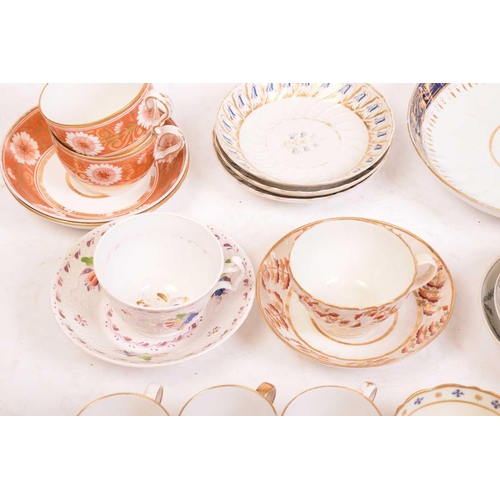 242 - A large collection of late 18th and 19th century English porcelain teacups, saucers and side plates,... 