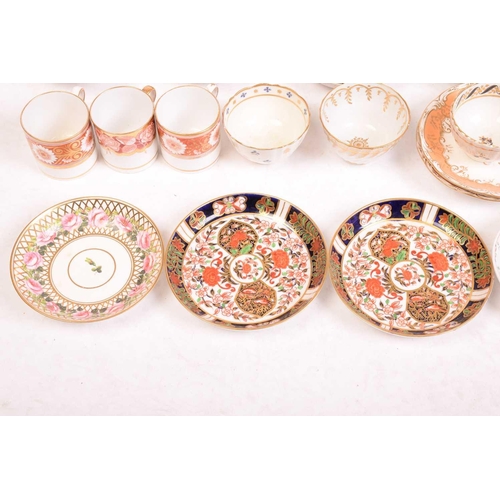 242 - A large collection of late 18th and 19th century English porcelain teacups, saucers and side plates,... 