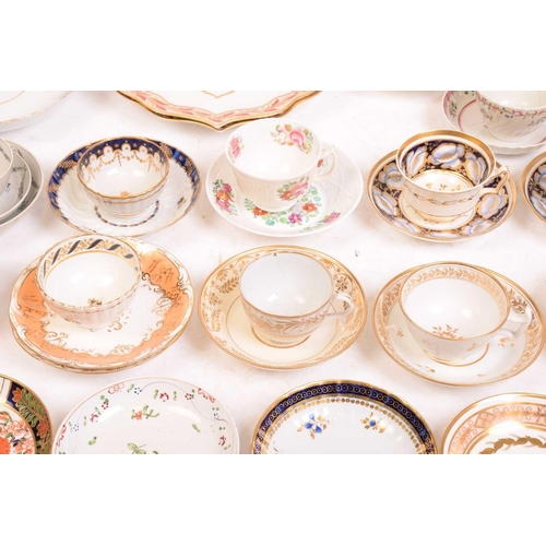 242 - A large collection of late 18th and 19th century English porcelain teacups, saucers and side plates,... 