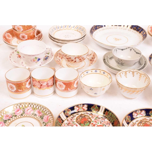 242 - A large collection of late 18th and 19th century English porcelain teacups, saucers and side plates,... 