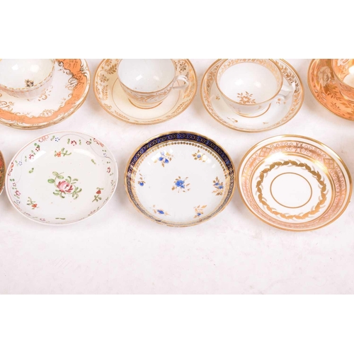 242 - A large collection of late 18th and 19th century English porcelain teacups, saucers and side plates,... 