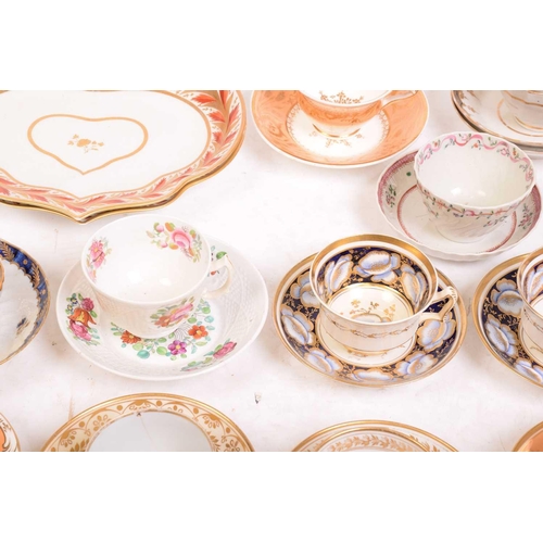 242 - A large collection of late 18th and 19th century English porcelain teacups, saucers and side plates,... 