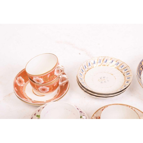 242 - A large collection of late 18th and 19th century English porcelain teacups, saucers and side plates,... 