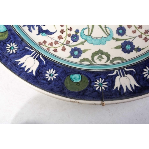 245 - A Torquato Castellani Faience Charger, with blue and turquoise Iznik style floral design, within a b... 