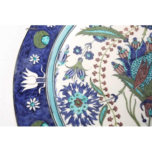 245 - A Torquato Castellani Faience Charger, with blue and turquoise Iznik style floral design, within a b... 