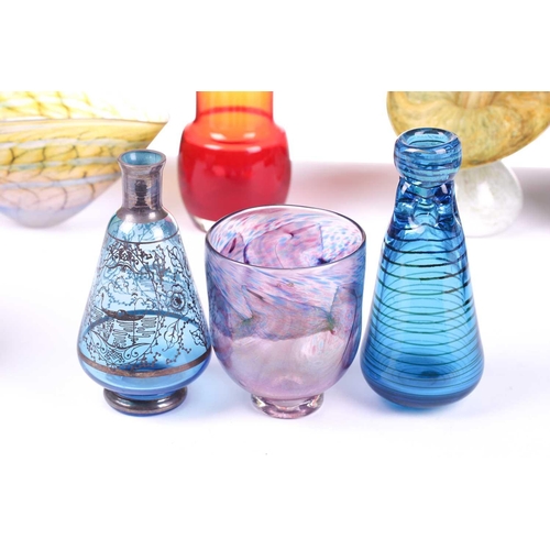 252 - A collection of British Art Glass, including a Martin Andrews Stone Series vase, with etched mark da... 