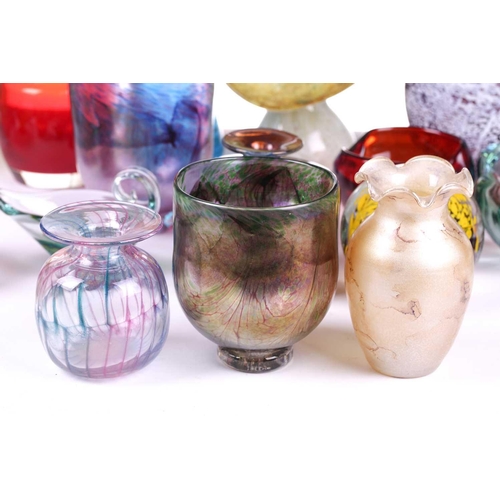 252 - A collection of British Art Glass, including a Martin Andrews Stone Series vase, with etched mark da... 