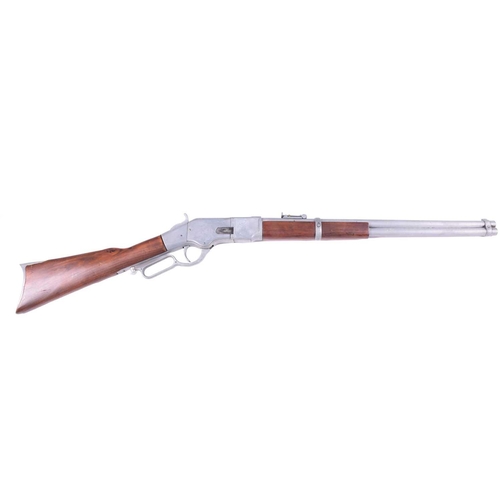 272 - A replica Winchester-type rifle with Martini action lever and wooden stocking, a collection of 