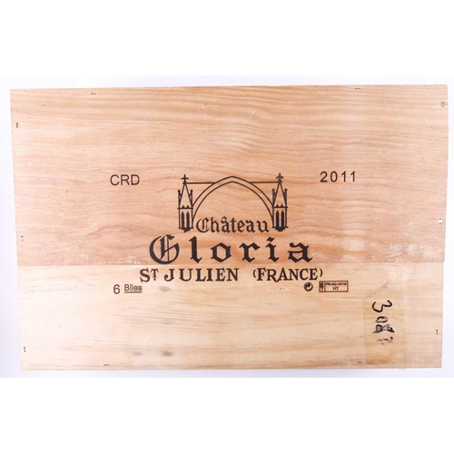 286 - Six bottles of Chateau Gloria St Julien Bordeaux, 2011, OWC Private collector in London Unopened cas... 