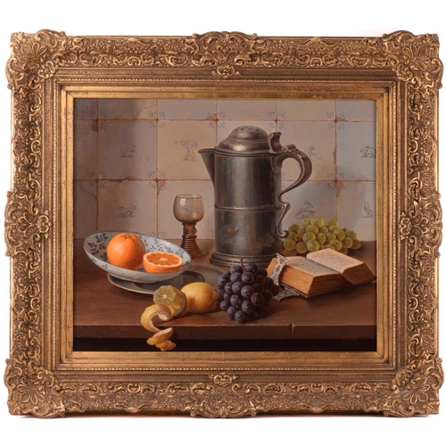 34 - † Eduard Pieter Moleveld (b.1946), Still life of Tankard and Fruit, signed and dated '79, oil on can... 