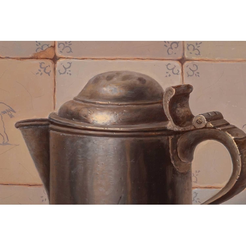 34 - † Eduard Pieter Moleveld (b.1946), Still life of Tankard and Fruit, signed and dated '79, oil on can... 