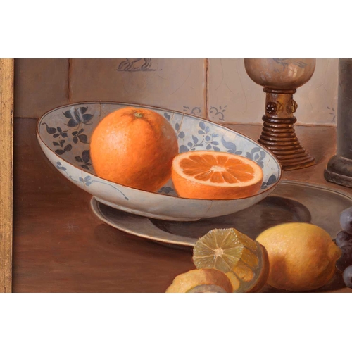 34 - † Eduard Pieter Moleveld (b.1946), Still life of Tankard and Fruit, signed and dated '79, oil on can... 