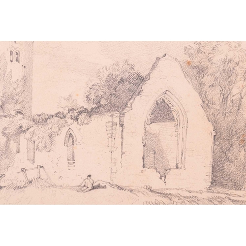 61 - John Joseph Cotman (1814-1878), 'Whitlingham Church', signed, titled and numbered 103, pencil sketch... 