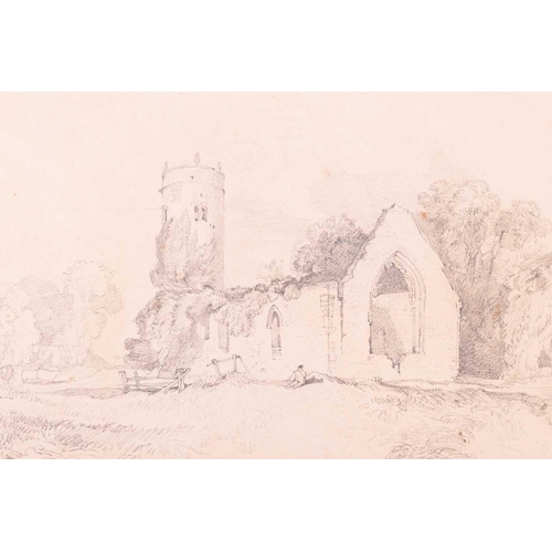 61 - John Joseph Cotman (1814-1878), 'Whitlingham Church', signed, titled and numbered 103, pencil sketch... 