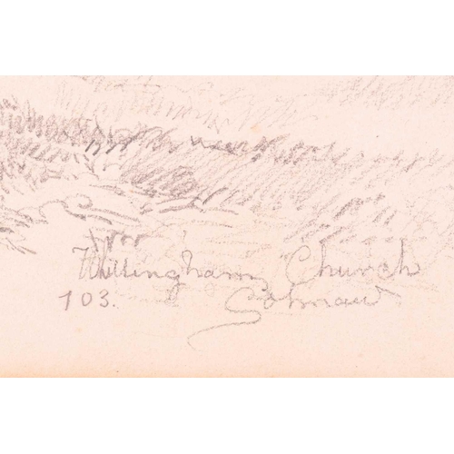 61 - John Joseph Cotman (1814-1878), 'Whitlingham Church', signed, titled and numbered 103, pencil sketch... 