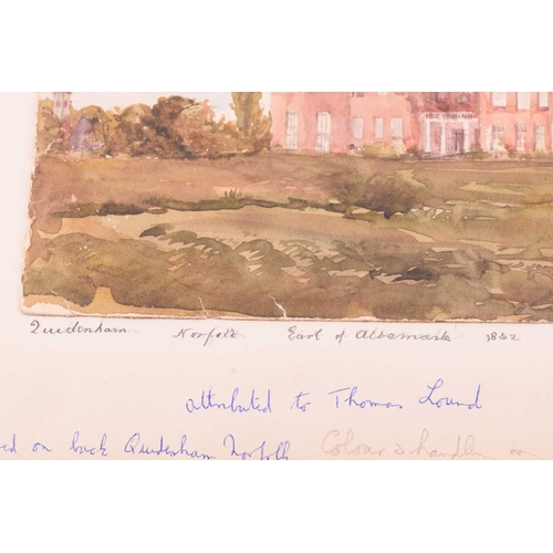 62 - Attributed to Thomas Lound (1801-1861), 'Quidenham, Norfolk, Earl of Albermarle', 1852, watercolour,... 