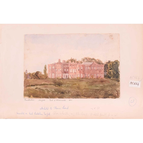 62 - Attributed to Thomas Lound (1801-1861), 'Quidenham, Norfolk, Earl of Albermarle', 1852, watercolour,... 