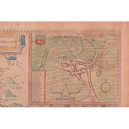 63 - After John Speed, 'The Countie Palatine of Lancaster Described and Divided into Hundreds 1610', engr... 