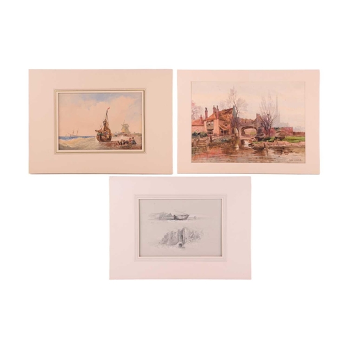 64 - William Howes Hunt of Yarmouth (1806-1879), Norfolk coastal view, watercolour, signed and dated 1877... 