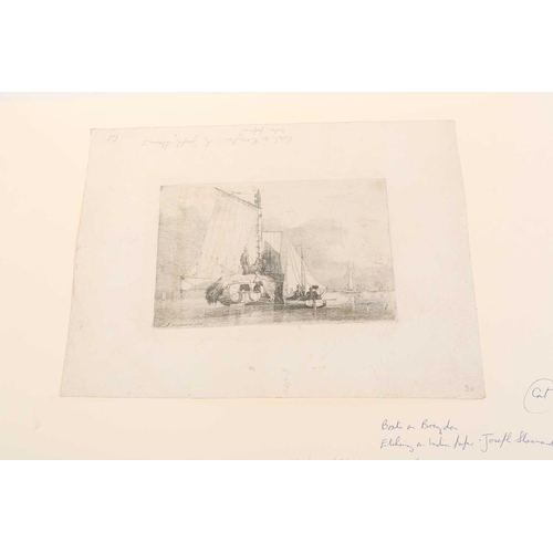 66 - Joseph Stannard (1797-1830), a folio case containing a good quantity of etchings, many duplicated an... 