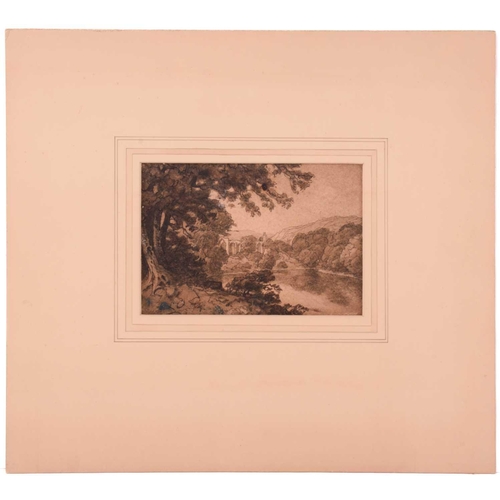 80 - Attributed to John Sell Cotman (1782-1842), ''Old Abbey & River Scene', ink and wash on paper, 12.5 ... 