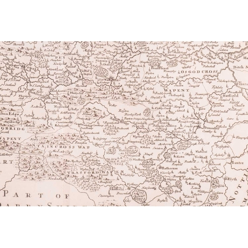 84 - Robert Morden (c.1650-1703) a hand-tinted engraved map of 'Darbyshire', 36 cm x 42 cm, together with... 