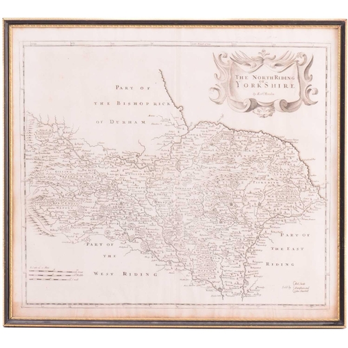 84 - Robert Morden (c.1650-1703) a hand-tinted engraved map of 'Darbyshire', 36 cm x 42 cm, together with... 