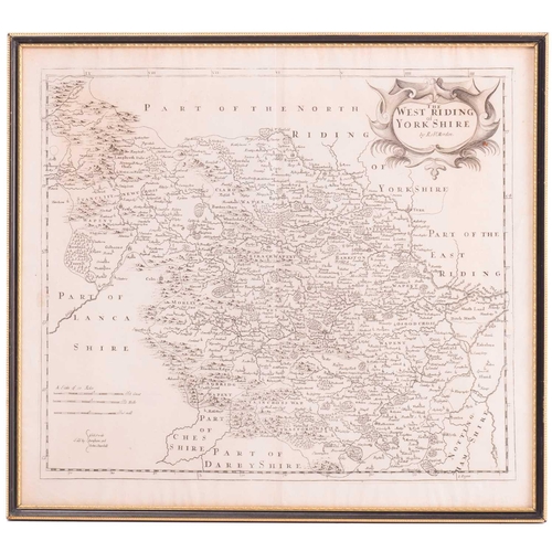 84 - Robert Morden (c.1650-1703) a hand-tinted engraved map of 'Darbyshire', 36 cm x 42 cm, together with... 