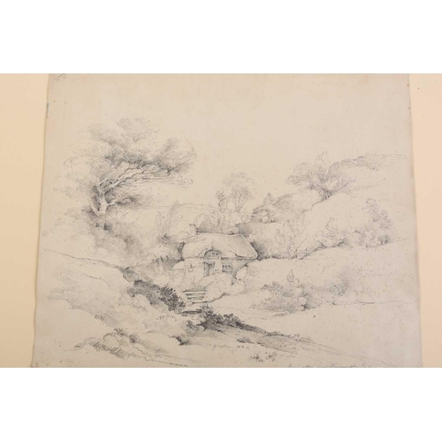 90 - A folio of pencil works on paper by the Gurney family, some pupils of John Crome (1768-1821), compri... 