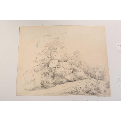 90 - A folio of pencil works on paper by the Gurney family, some pupils of John Crome (1768-1821), compri... 