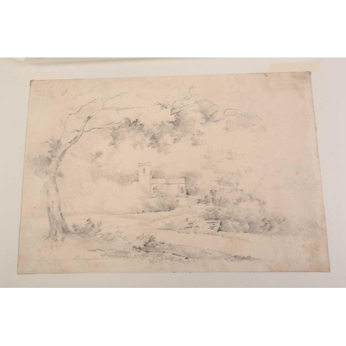 90 - A folio of pencil works on paper by the Gurney family, some pupils of John Crome (1768-1821), compri... 