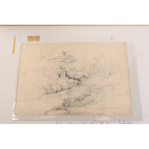 90 - A folio of pencil works on paper by the Gurney family, some pupils of John Crome (1768-1821), compri... 