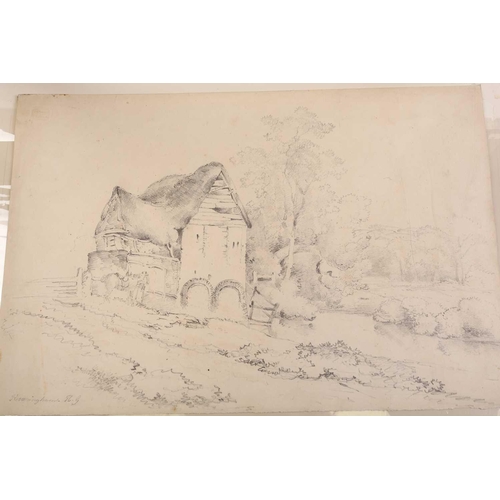 90 - A folio of pencil works on paper by the Gurney family, some pupils of John Crome (1768-1821), compri... 