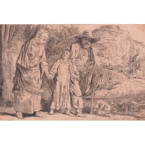 95 - After Rembrandt van Rijn (1606 - 1669), Christ Returning from the Temple with his Parents, etching (... 