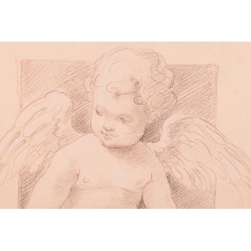 96 - Adolphe Varin (1821 - 1897) Two cherubs holding a shield, signed and dated 1866, pencil drawing, 11 ... 