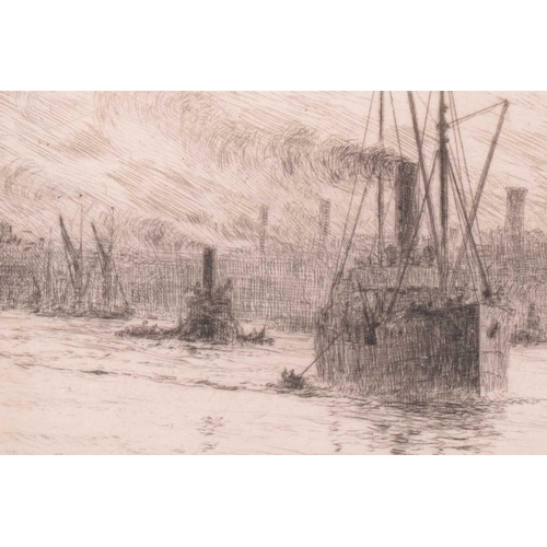 97 - William Lionel Wylie (1851 - 1931), Five views of the River Thames, signed in pencil, one inscribed ... 