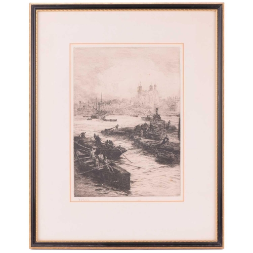 97 - William Lionel Wylie (1851 - 1931), Five views of the River Thames, signed in pencil, one inscribed ... 