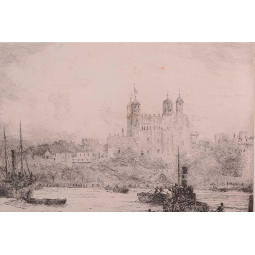 97 - William Lionel Wylie (1851 - 1931), Five views of the River Thames, signed in pencil, one inscribed ... 