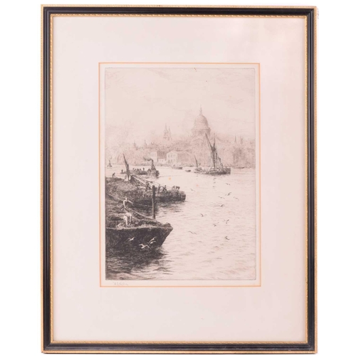 97 - William Lionel Wylie (1851 - 1931), Five views of the River Thames, signed in pencil, one inscribed ... 