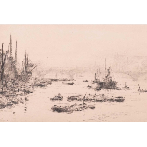 97 - William Lionel Wylie (1851 - 1931), Five views of the River Thames, signed in pencil, one inscribed ... 